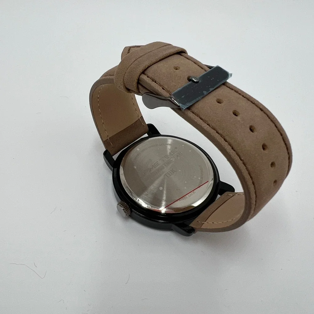 Game Time Green Bay Packers Watch Mens Black Case Tan Leather Band NFL TBK